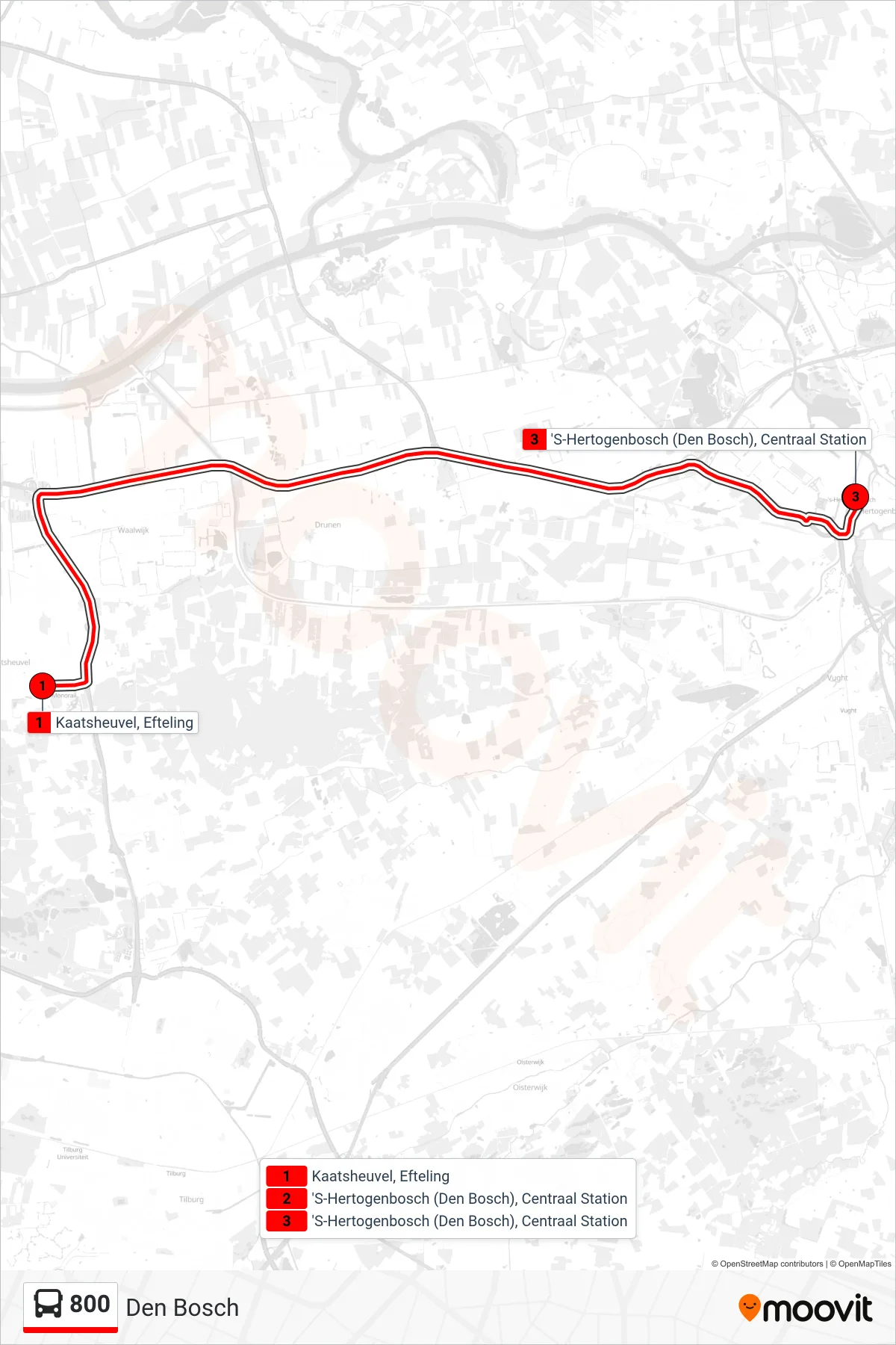 Lijn 800 (bus, Den Bosch): route en haltes op de kaart