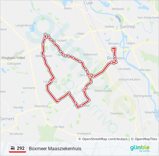 Bus 292 Route Map 292 Route: Schedules, Stops & Maps - Boxmeer Maasziekenhuis (Updated)