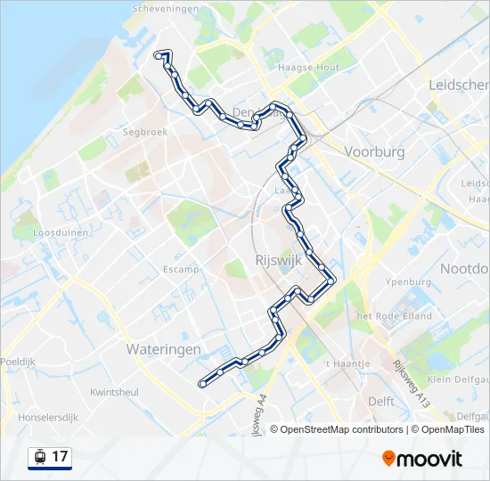 Tram 17 lijnkaart