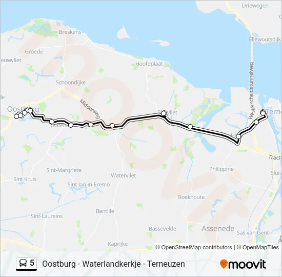 Bus 5 lijnkaart