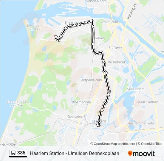 385 Bus Line Map