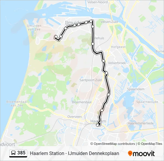 Bus 385 lijnkaart
