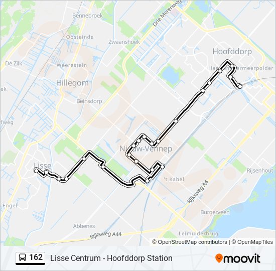 Bus 162 lijnkaart
