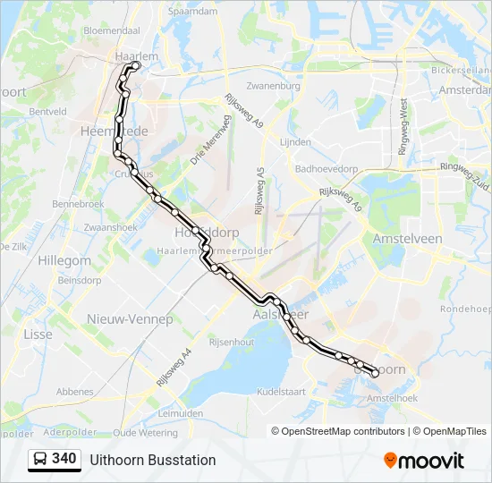 340 Bus Line Map