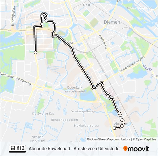 612 bus Line Map