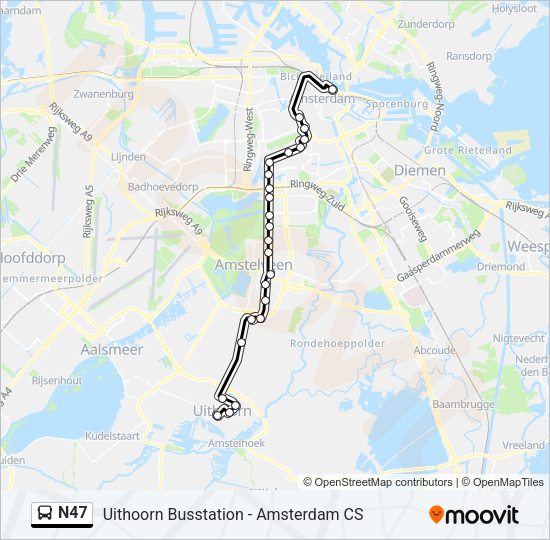 N47 Bus Line Map