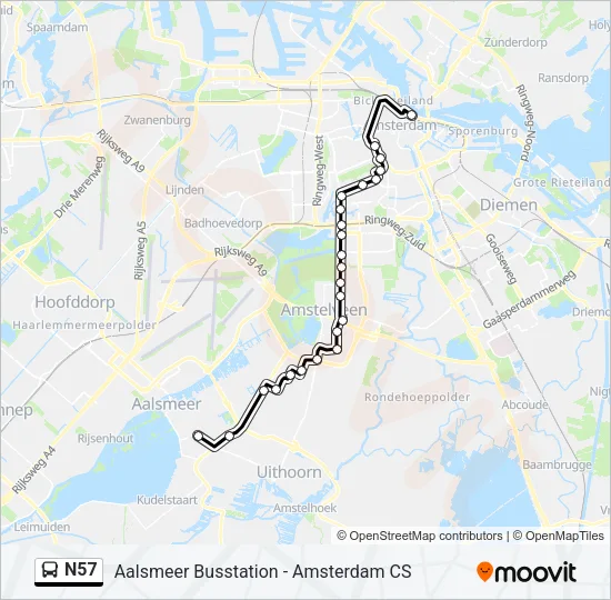 N57 Bus Line Map