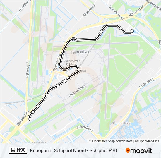 N90 Bus Line Map