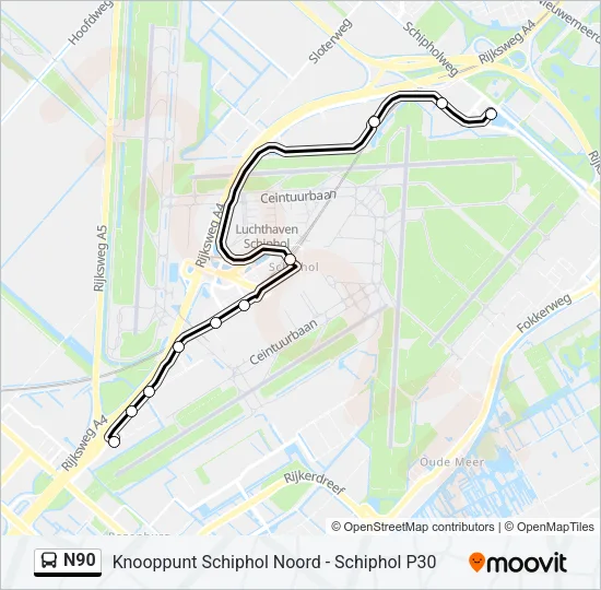 N90 Bus Line Map