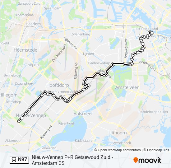 N97 bus Line Map