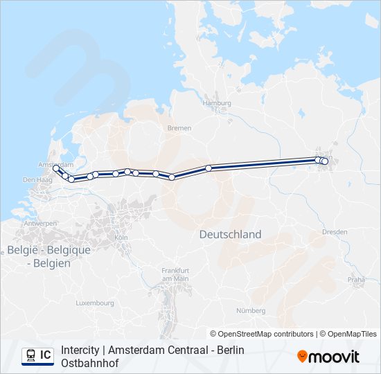 Trein IC lijnkaart