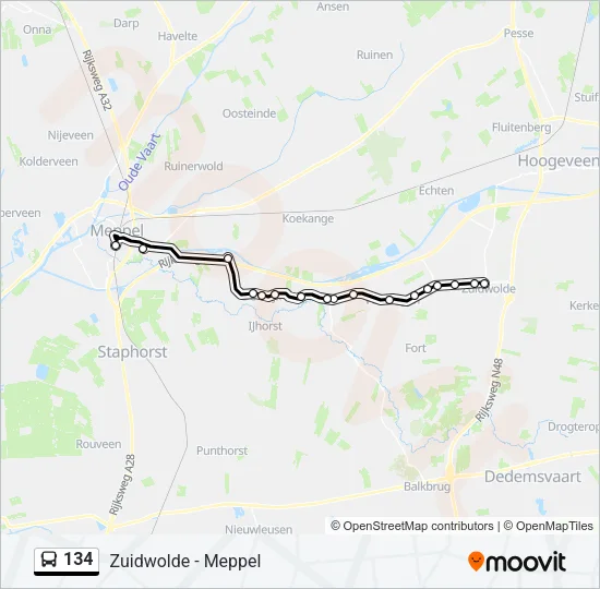 134 Bus Line Map