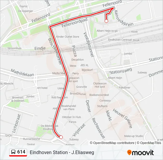 614 Bus Line Map