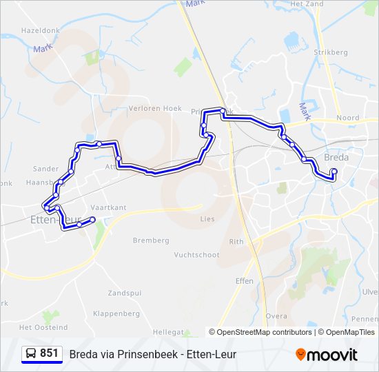 851 Bus Line Map