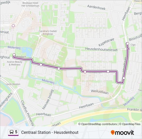 5 Bus Line Map