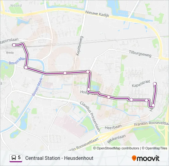 5 Bus Line Map