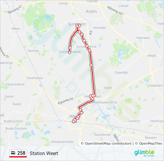 258 bus Line Map