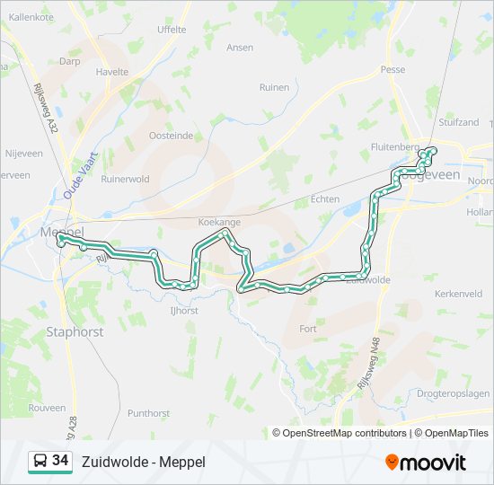 34 bus Line Map