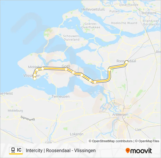 Trein IC lijnkaart
