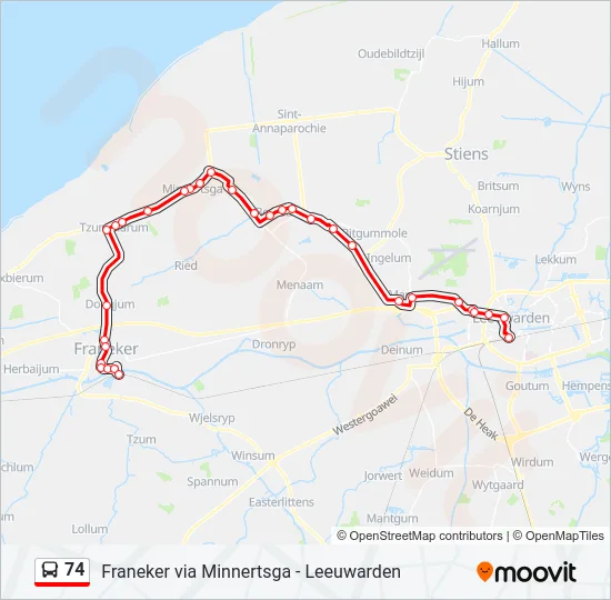 74 Bus Line Map