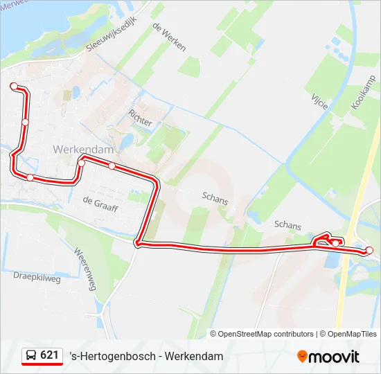 621 Bus Line Map