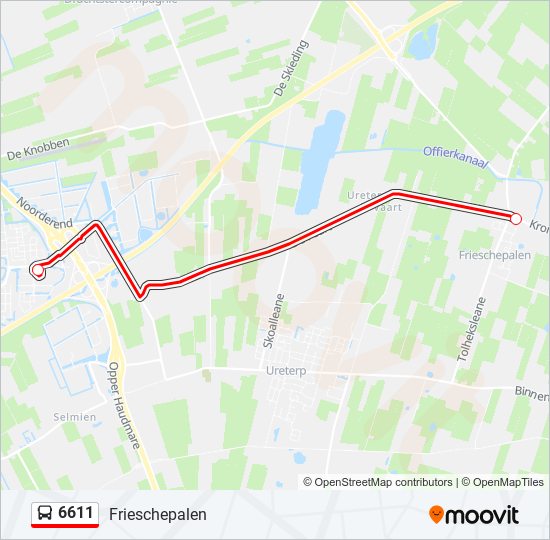 6611 bus Line Map