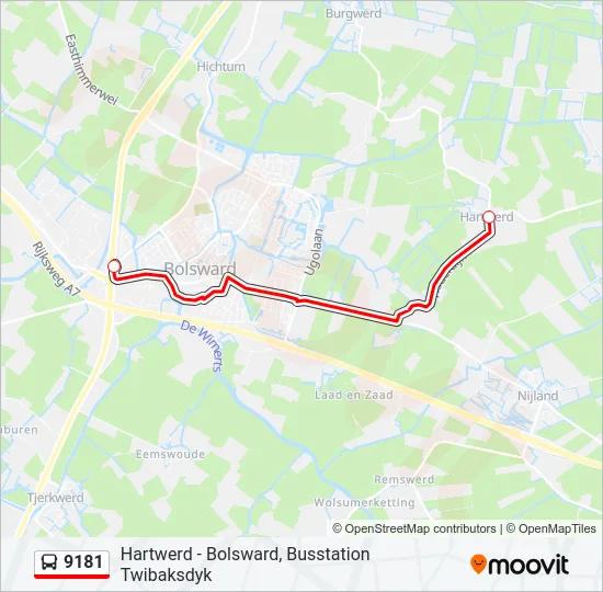 Bus 9181 lijnkaart