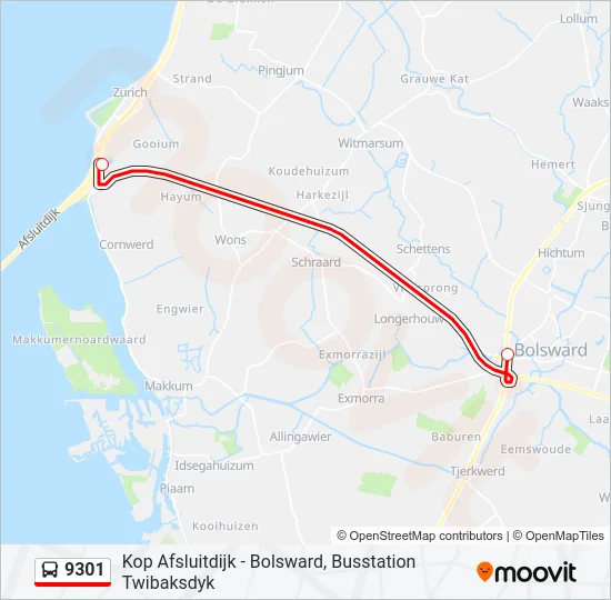 9301 Bus Line Map