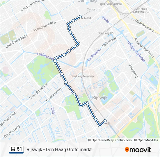 Bus 51 lijnkaart
