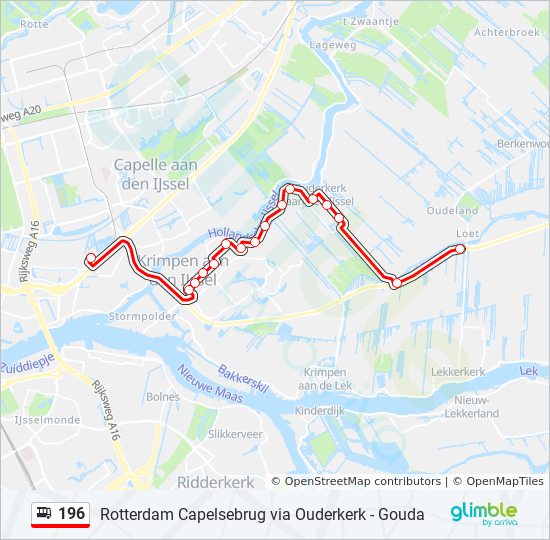 Bus 196 Route Map 196 Route: Schedules, Stops & Maps - Lekkerkerk (Updated)