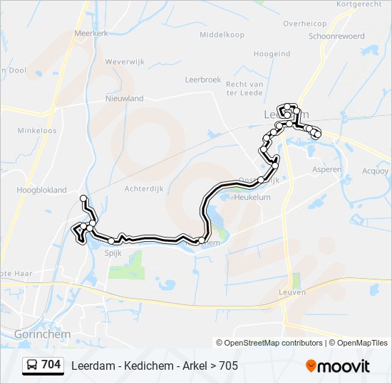 704 Route Fahrpläne, Haltestellen & Karten Leerdam Lingestein