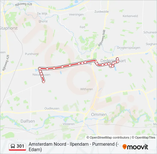 301 Bus Line Map