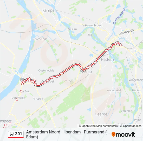 301 Bus Line Map