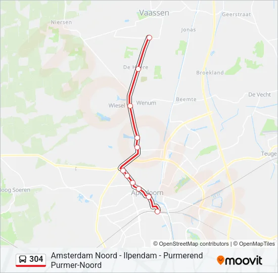 304 Bus Line Map