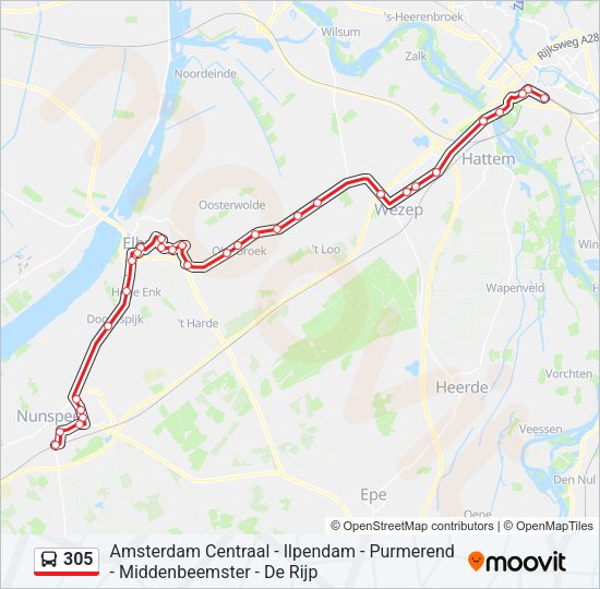 305 Bus Line Map