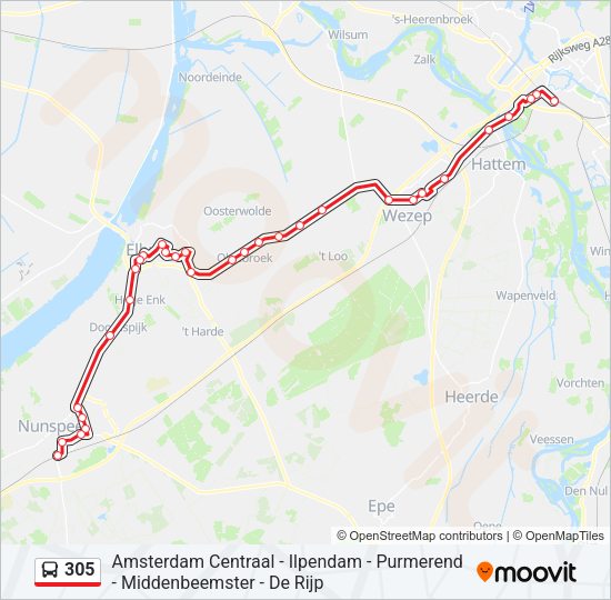 305 Bus Line Map