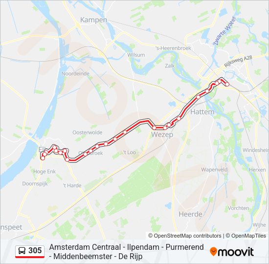 305 Bus Line Map