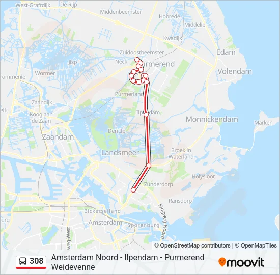 308 Bus Line Map