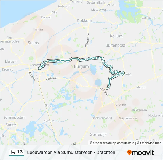 Buslinie 13 Karte