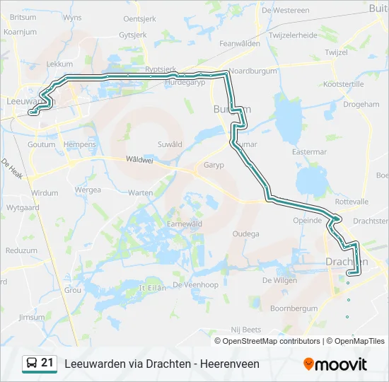 Bus 21 lijnkaart