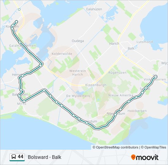 Bus 44 lijnkaart