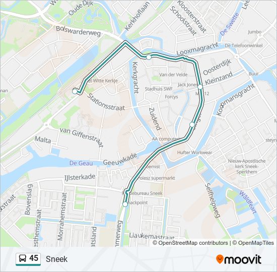 45 bus Line Map