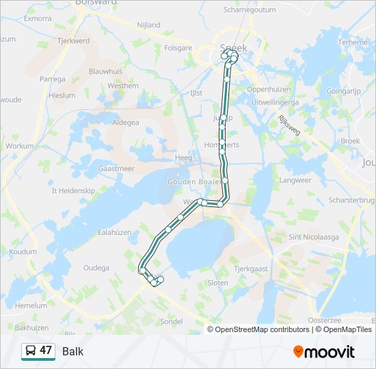 Bus 47 lijnkaart