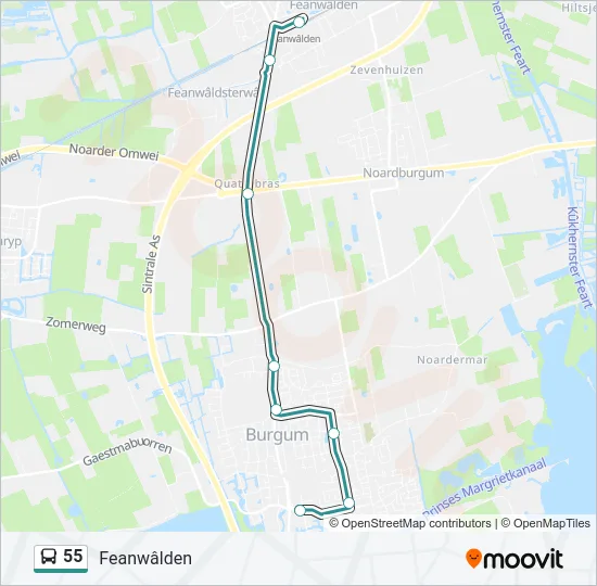 55 Bus Line Map