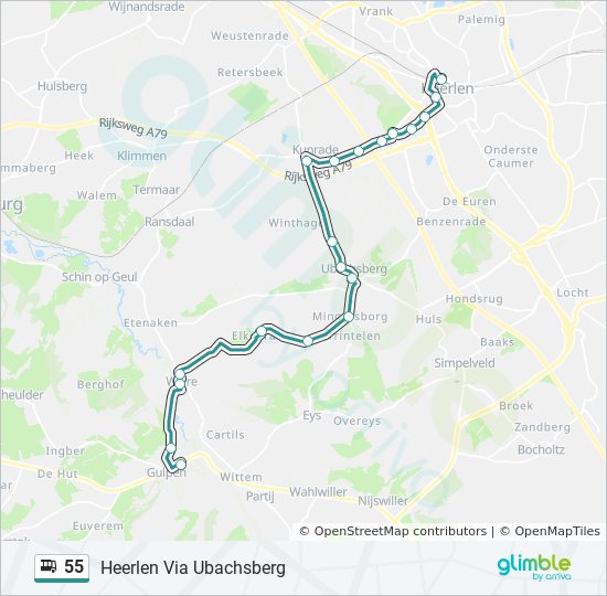 55 Bus Route Map 55 Route: Schedules, Stops & Maps - Heerlen Via Ubachsberg (Updated)