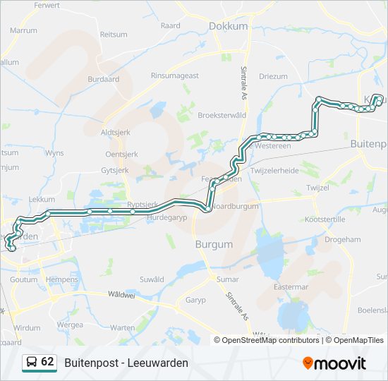 Bus 62 lijnkaart