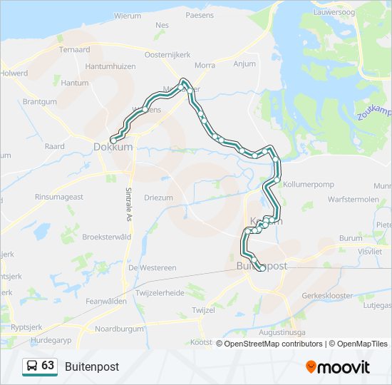 Bus 63 lijnkaart