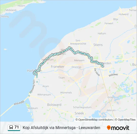 71 Bus Line Map