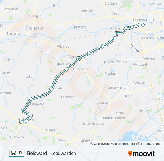 92 bus Line Map