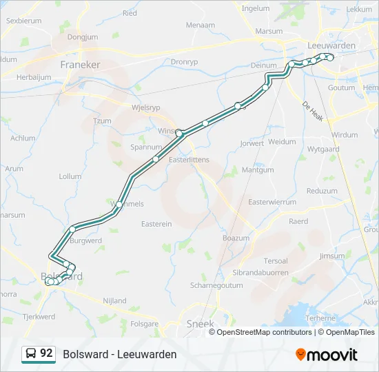 92 Bus Line Map